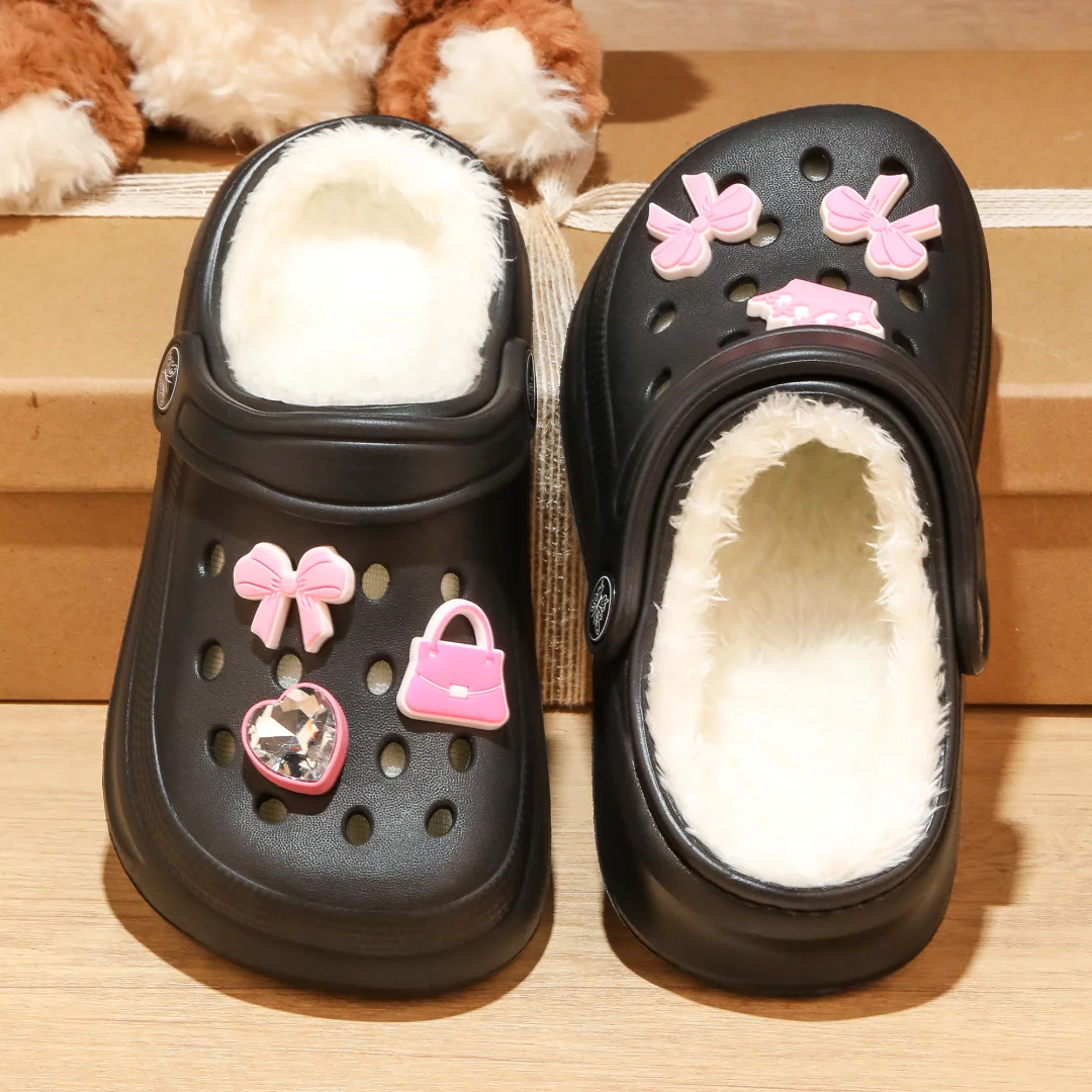 Kinder-Clogs und -Mules mit Fellfutter, leichte Garten-Schuhe mit Baumwollfutter, warme Hausschuhe für Jungen, Mädchen und Kleinkinder, 168. – Detail 14
