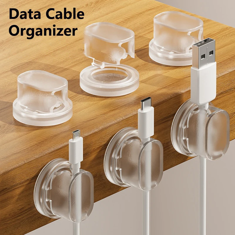

5PCS Transparent Wire Organizer, Self-Adhesive Clip for Desktop, Ideal for Home & Office Phone Data Cables