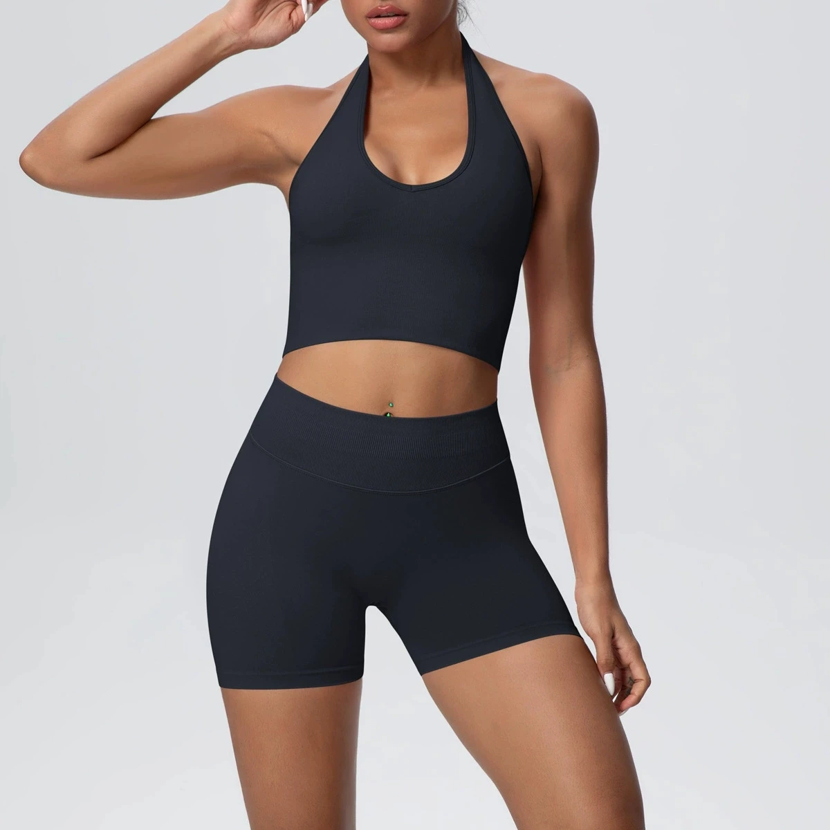 2dílná sportovní podprsenka pro ženy, sada, profesionální fitness tílko, nárazuvzdorné běžecké legíny, bezešvé pletené jógové oblečení, krásná záda - náhled 3