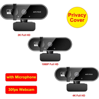 4K Webcam for Online Courses, Online Meetings and Live Streaming, 2K Full HD Webcam with Microphone 30fps USB Web Cam Auto Focus