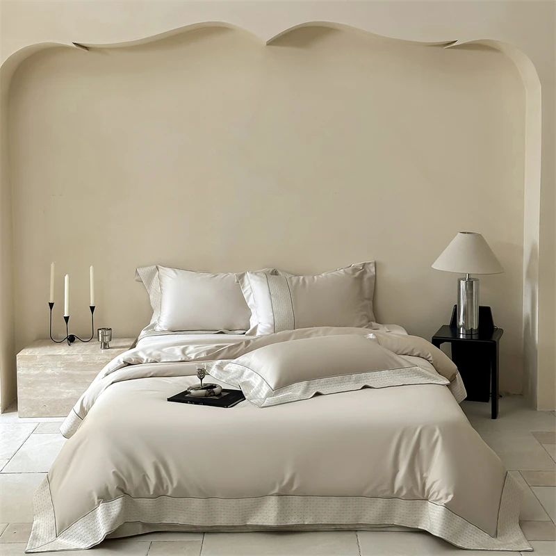 Luxury Embroidery 1000TC Egyptian Cotton Premium Bedding Set Queen King Size Duvet Cover Flat/Fitted Bed Sheet Pillowcases 4Pcs