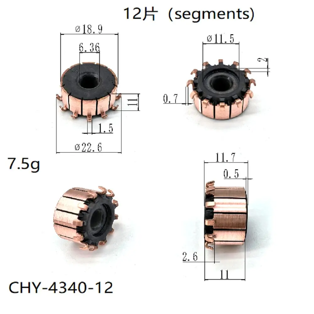 

3 Pieces 18.9*6.36*11*12P Chy-4430-12 Suitable for Morphy Richards Juicer Commutator, Same Size, Universal