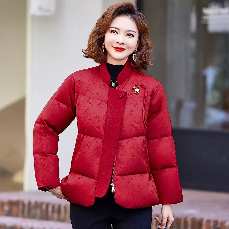 

Новая зимняя женская пуховая куртка 2024 года в национальном стиле, хлопковое пальто для женщин среднего возраста, осенне-зимняя верхняя одежда