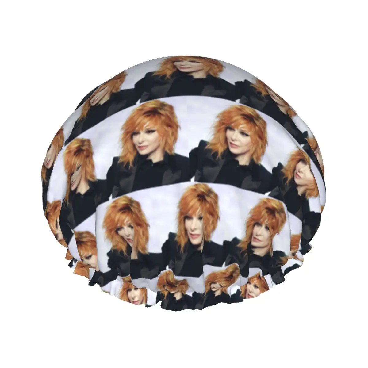 Custom Pretty Mylene Farmer Shower Caps Women Elastic Waterproof French Singer Quick Drying Bath Hair Cap