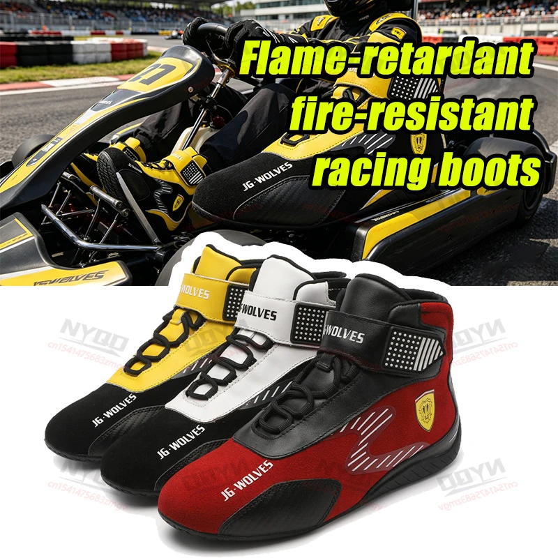 

New Genuine Leather Go Kart Racing Shoes Adult Flame Retardant Fire-resistant Children's Anti-skid Off-road Motorcycle Boots