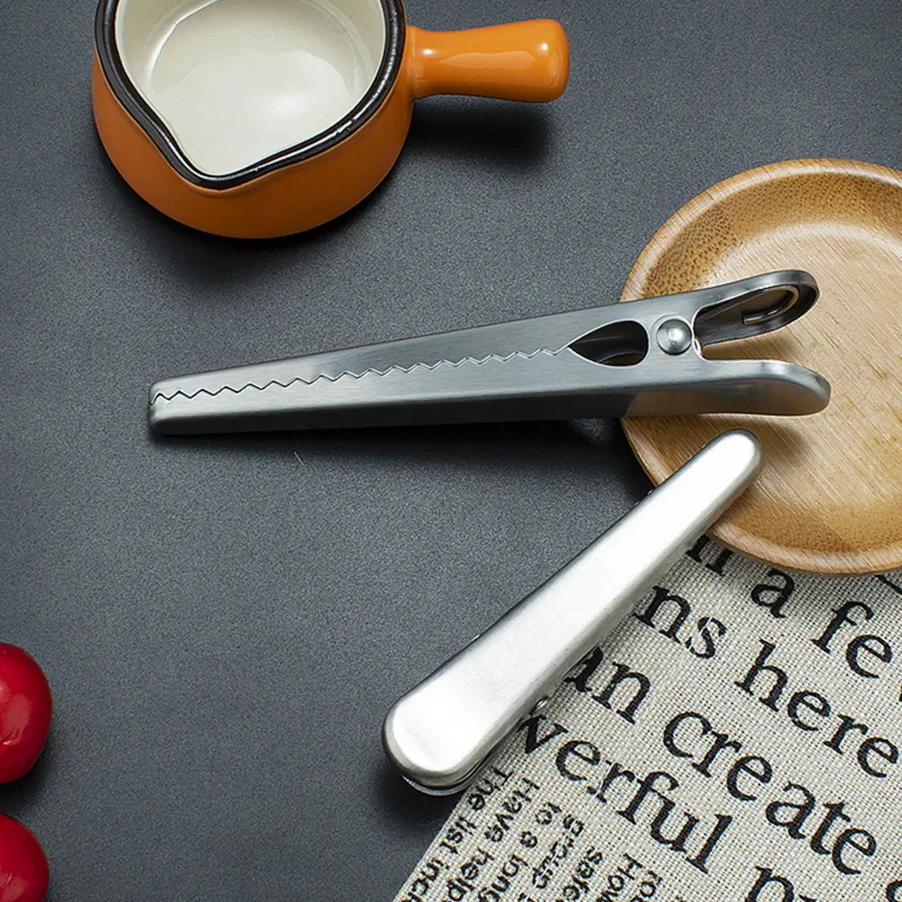 

5pcs Stainless Steel Alligator Clips Food Sealing Kitchen Bag Storage Craft Hair Snack Bread Potato Chips