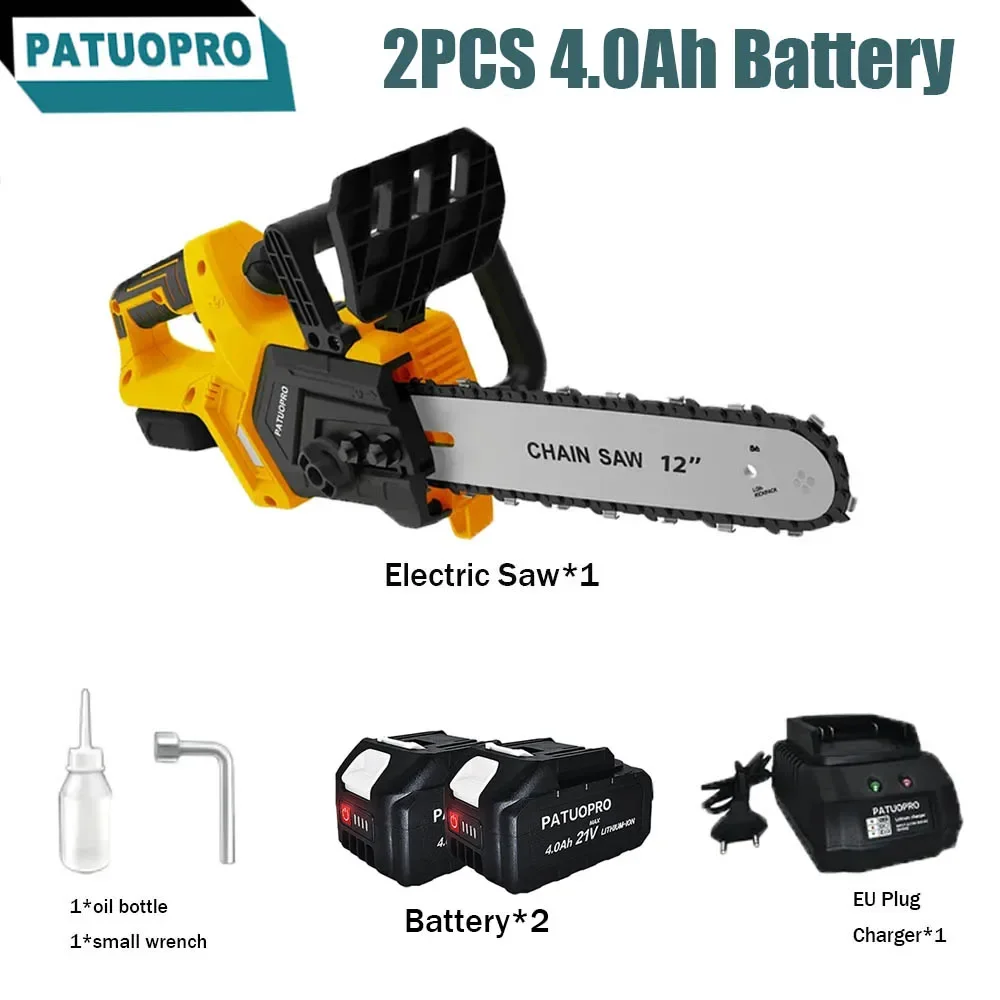 12Inch Brushless Electric Chain Saw 3800RPM Portable Chainsaw Rechargeable Cordless Graden Pruning Tools For Makita 18V Battery