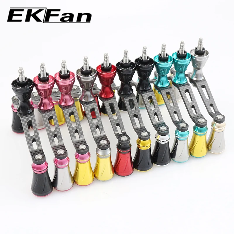 EKFan 105MM Kohlefaser+Aluminium Doppelknopf Spinnrolle Griff Passend für S-REEL Köderrolle Griff DIY-Teile – Detail 12
