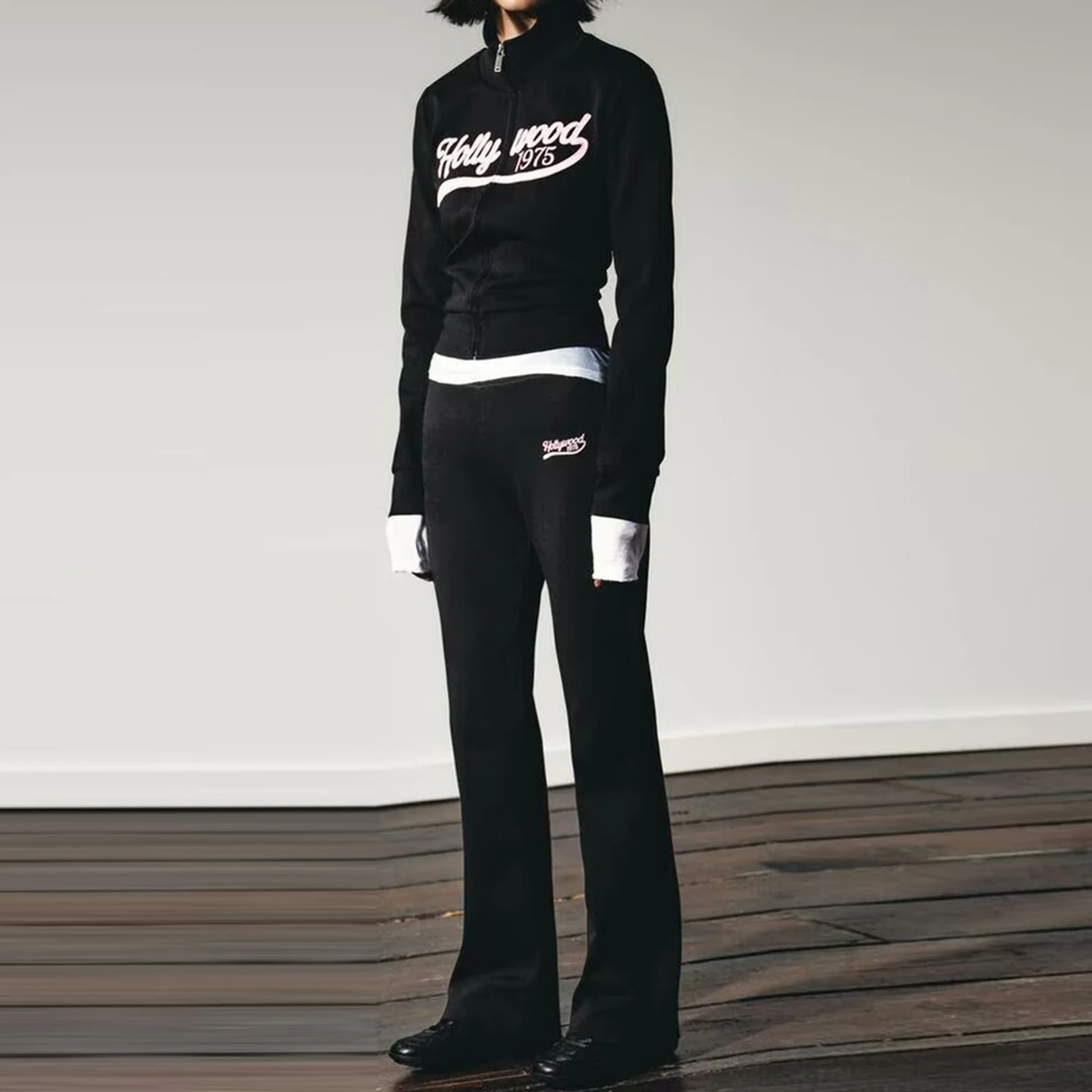 Z Faion-set voor dames 2025, herfstseizoen, sweatshirt met ritssluiting, uitlopende broek, bedrukt ontwerp, lange Sve opstaande kraag, vier zee...