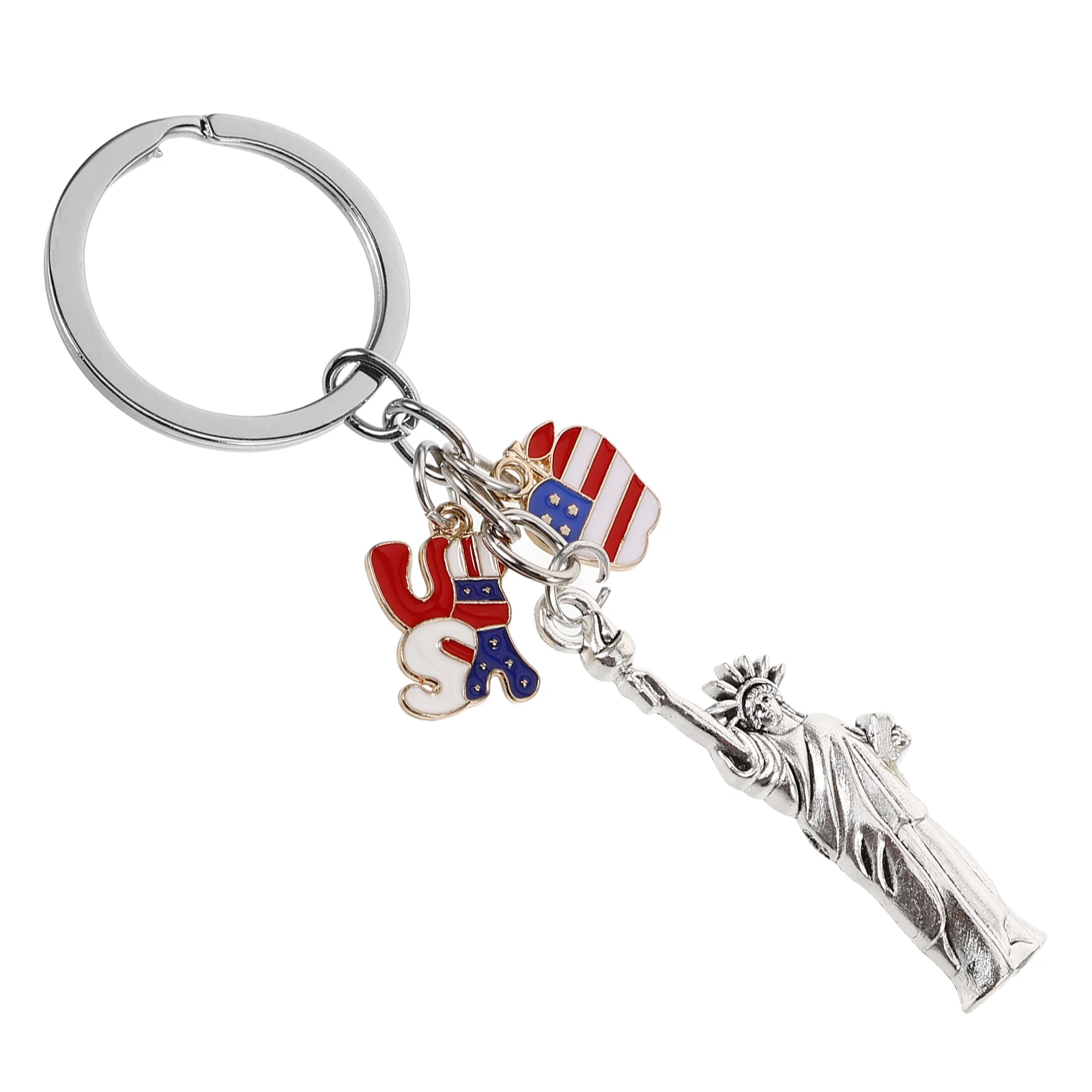 

USA Flag Keychain Statue of Liberty Design Patriotic Bag Backpack Pendants Decorative Keyrings Metal Style