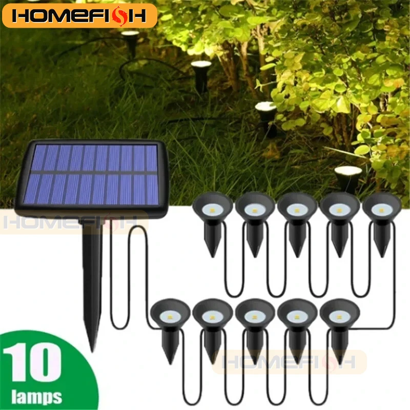 10 in 1 Outdoor Solar Lights RGB Changing Lawn Ground Lamp IP65 Waterproof Landscape Spotlights Garden Decoration Outdoor Lights