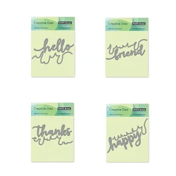 Hello Friend Thanks Happy Edger Metal Cutting Dies for Card Making Scrapbooking Handmade DIY Paper Card Craft Album Paper Craft