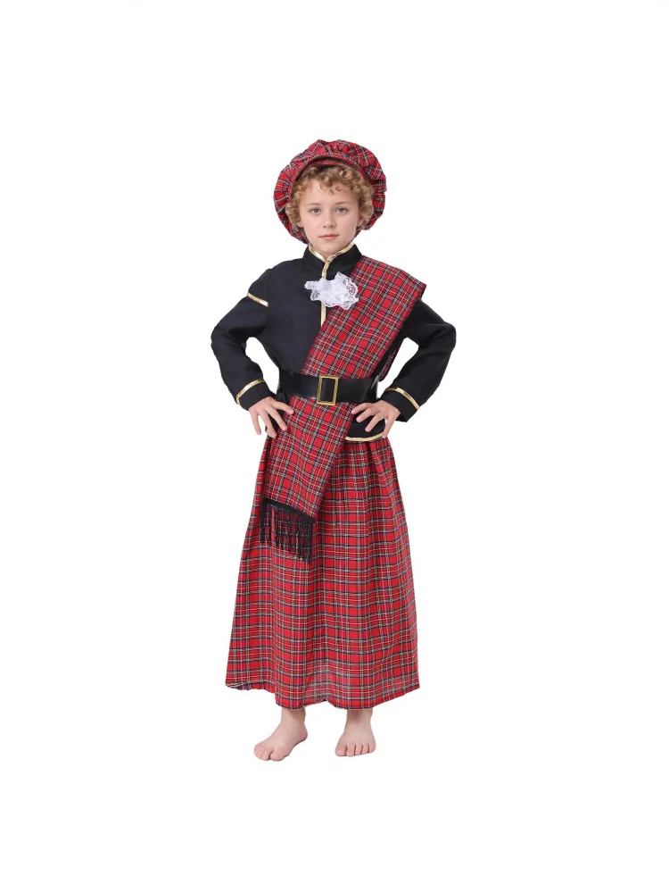 

Halloween Children's Scottish Costume Boy Stage Role-playing Fantasy Clothes Performance Outfit Traditional Ethnic Stage Costume