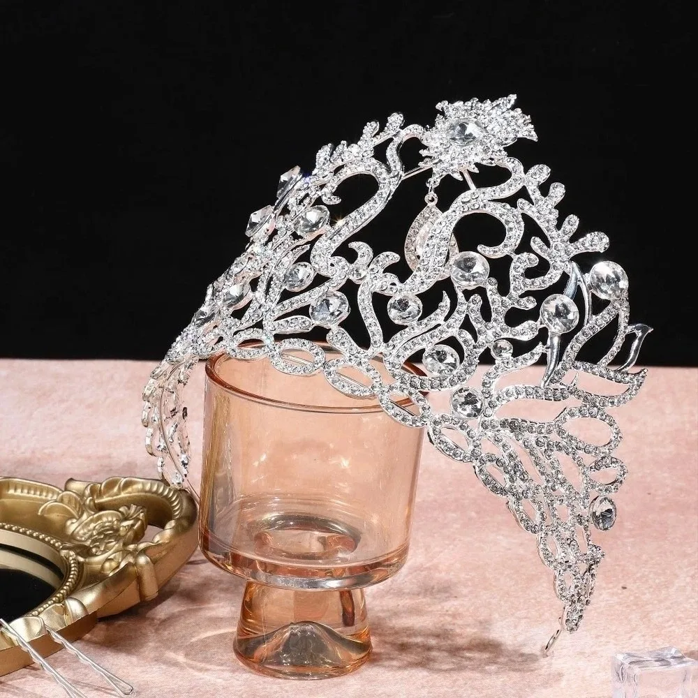 

Bar Mitzvah Crown Baroque Crystal Crown Hair Hoop Headband Metal Prince Crowns Korean Style Alloy Round Tiaras Hair Jewelry