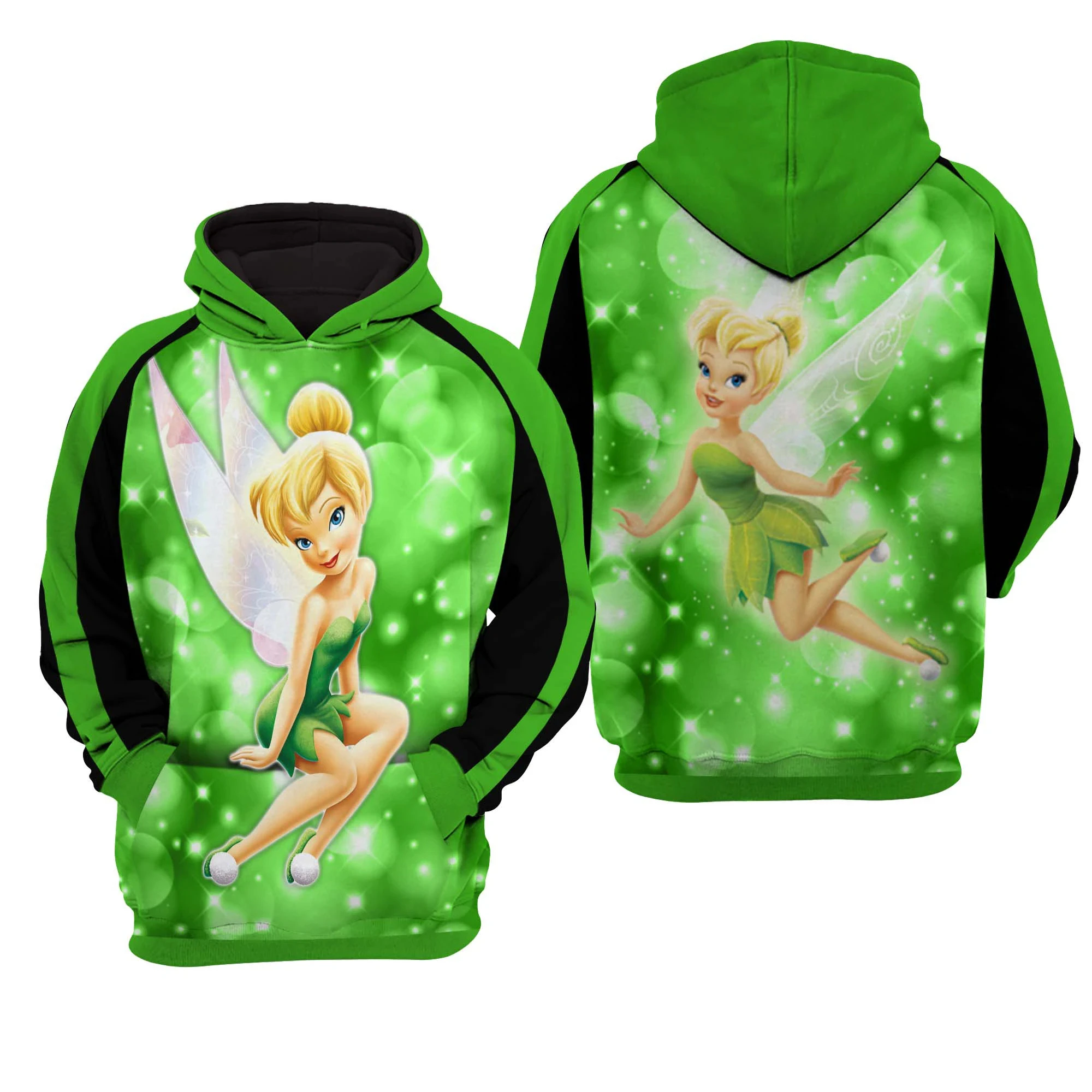 Spring and Autumn 3D Printing Tinker Bell New Men\'s Pullover Women\'s and Children\'s Cosplay Large Fashion Zipper Hoodie