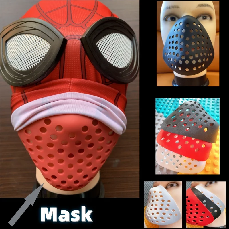 Halloween Cosplay Mask Half Face Shell Anime Spider Faceshell Silica Nose Mouth Cover Support Prop Black Mini 3 Colors