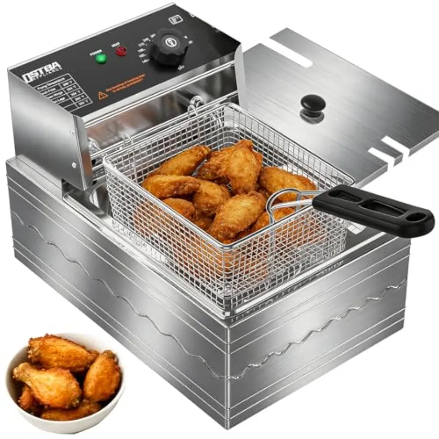 Countertop Deep Fryer 10.36 QT Stainless Steel 1600 W with Adjustable Temperature 140390 Removable Basket Oil Tank for H