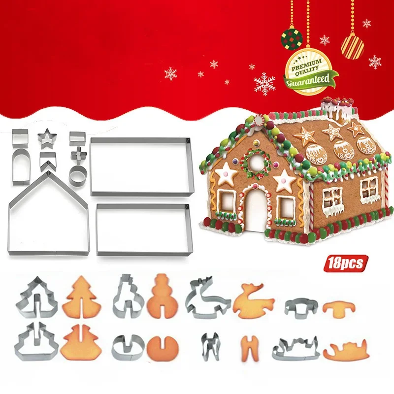 

18pcs 3D Christmas Cookie Cutter Mould Kitchen Stainless Steel Biscuit Mold Fondant Cutter Kids DIY Dessert Baking Pastry Tool