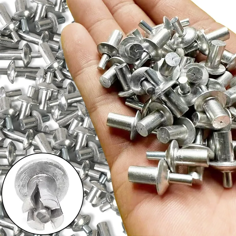 100-10pcs Mental Expansion Rivets Hammer Drive Screw Fasteners Round Aluminum Alloy Nails Piercing Knock Type Expansion Rivets