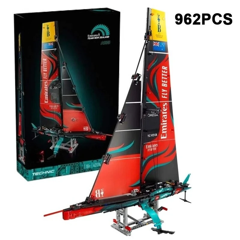 

862PCS Technical New Zealand AC75 Racing Yacht Building Blocks Assemble Bricks Ship Toy Gift For Children Adult