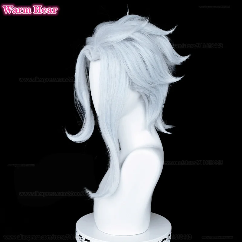 Game  Cosplay Fatui Doctor II Dottore Cosplay Wig 50cm Long Light Blue Wig Heat Resistant Synthetic Hair + Wig Cap