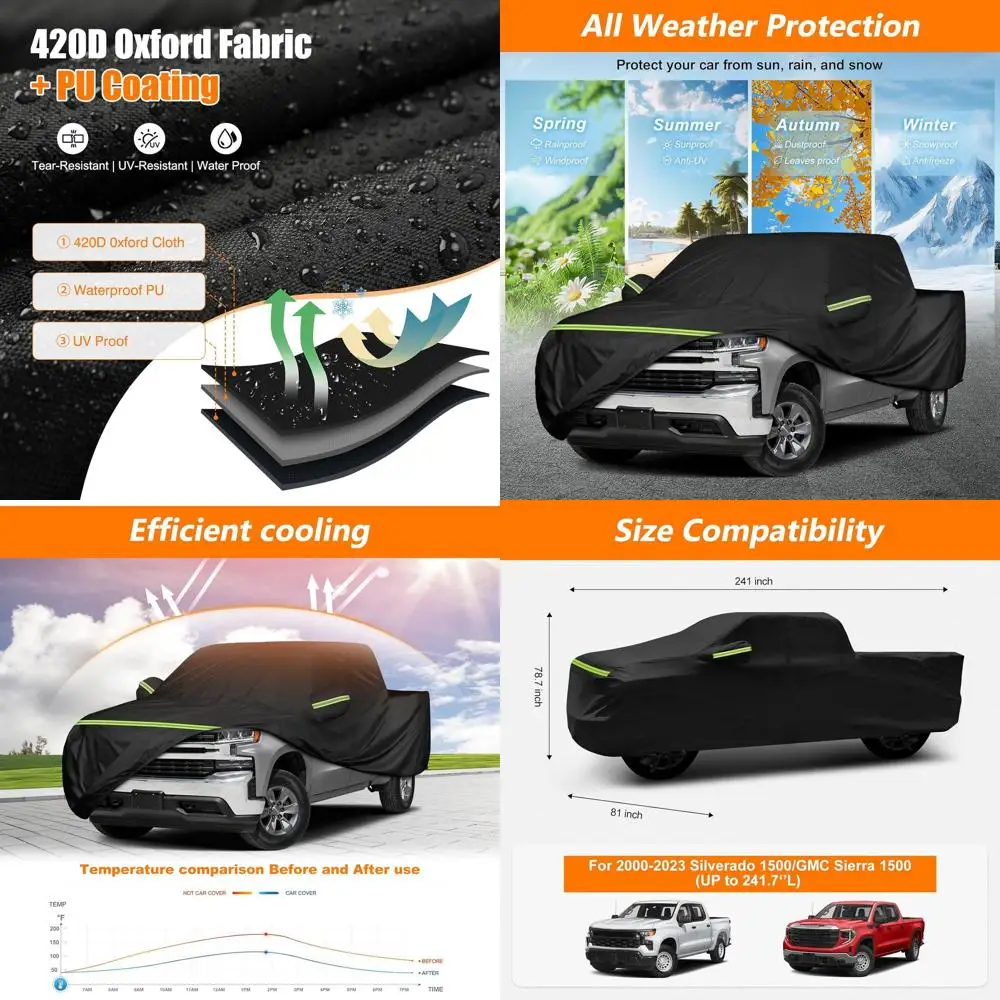 

Weatherproof Heavy Duty Chevy Silverado 1500 Crew Cab Cover, 6.6 ft Bed, 2000-2023 Sierra 1500 Compatible