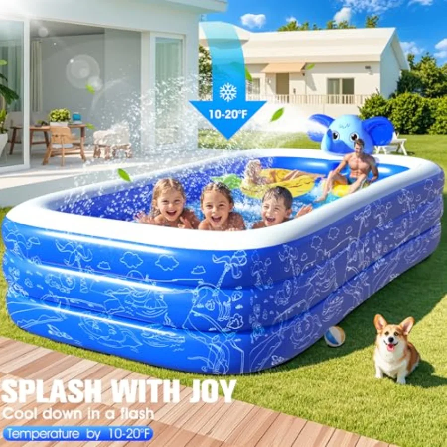 Inflatable Pools with SprinklerUpgraded Elephant Inflatable Swimming Pool Pools for Backyard Large Inflatable Pool for Adults B