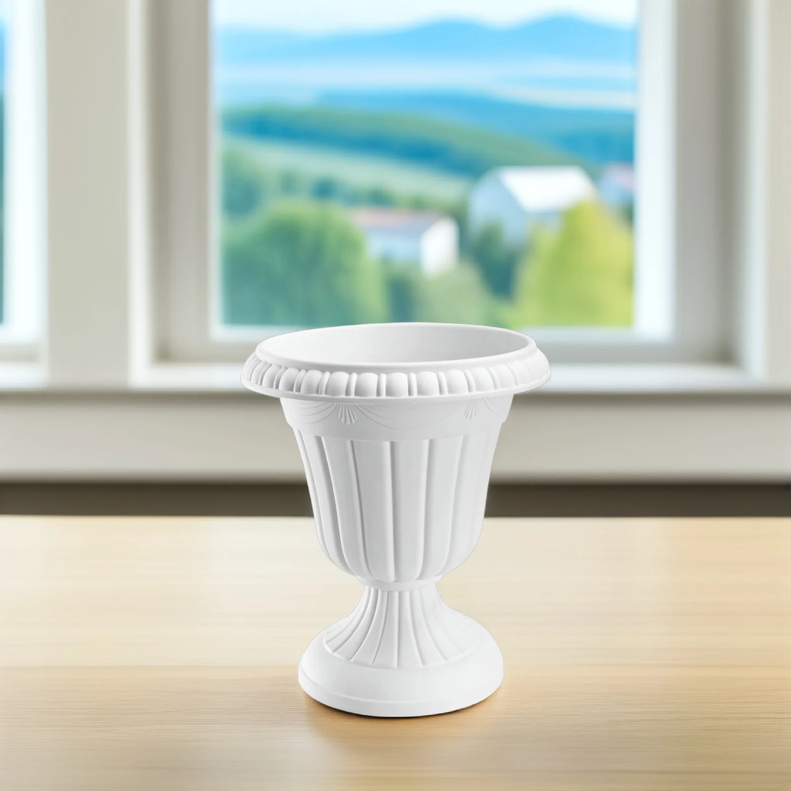 1 set Roman Column Flower Pot 25CM Tall Decorative Planter Urn Balcony Porch Plastic Resin Plant Container