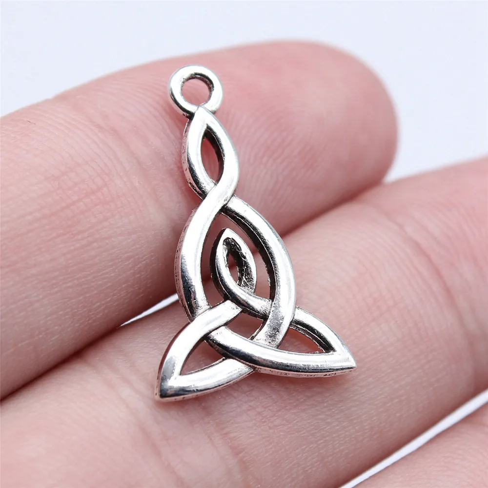 20pcs/lot 15x25mm Triquetra knot Charms For Jewelry Making Antique Silver Color 0.59x0.98inch