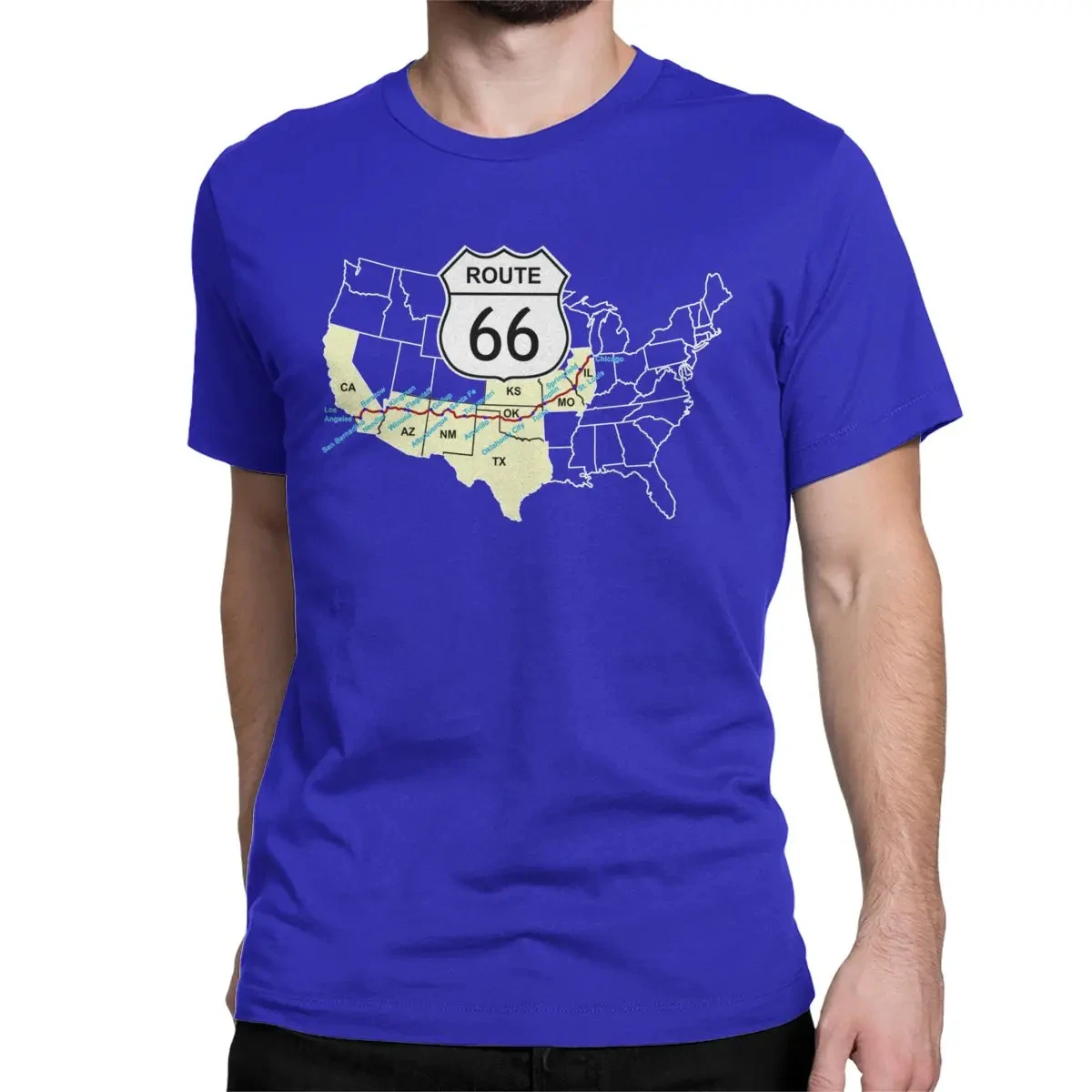 Route 66 T Shirt Men Women Cotton Funny T-Shirts Mother Road American Classic Retro Oldschool Tees Short Sleeve Tops Big Size