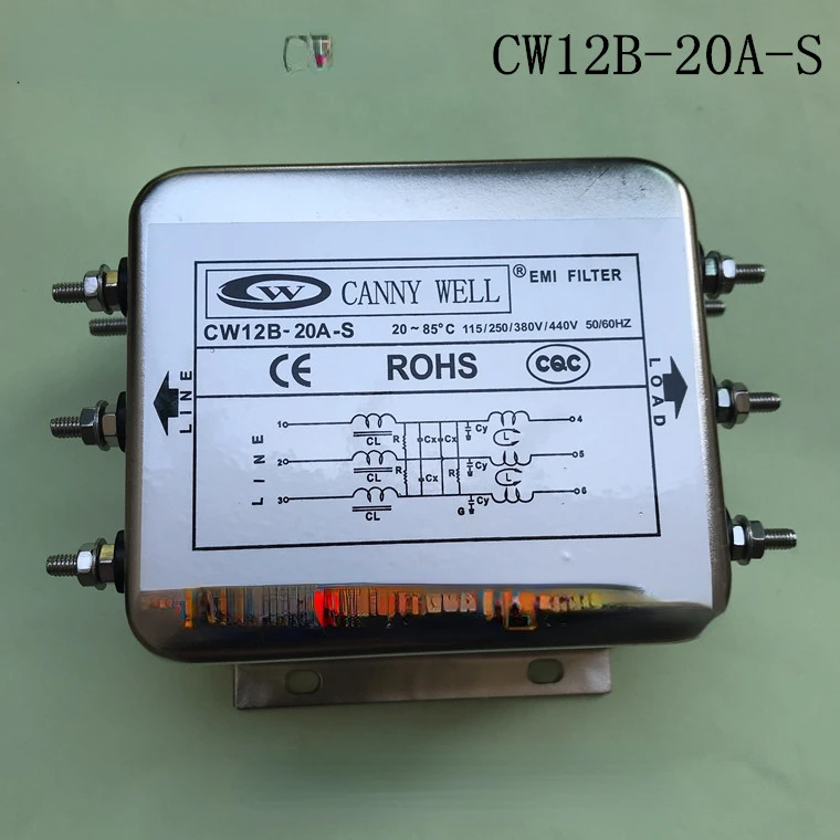 CANNY WELL Three-phase 380V 20A Power Filter Bipolar Filter CW12B-20A-S