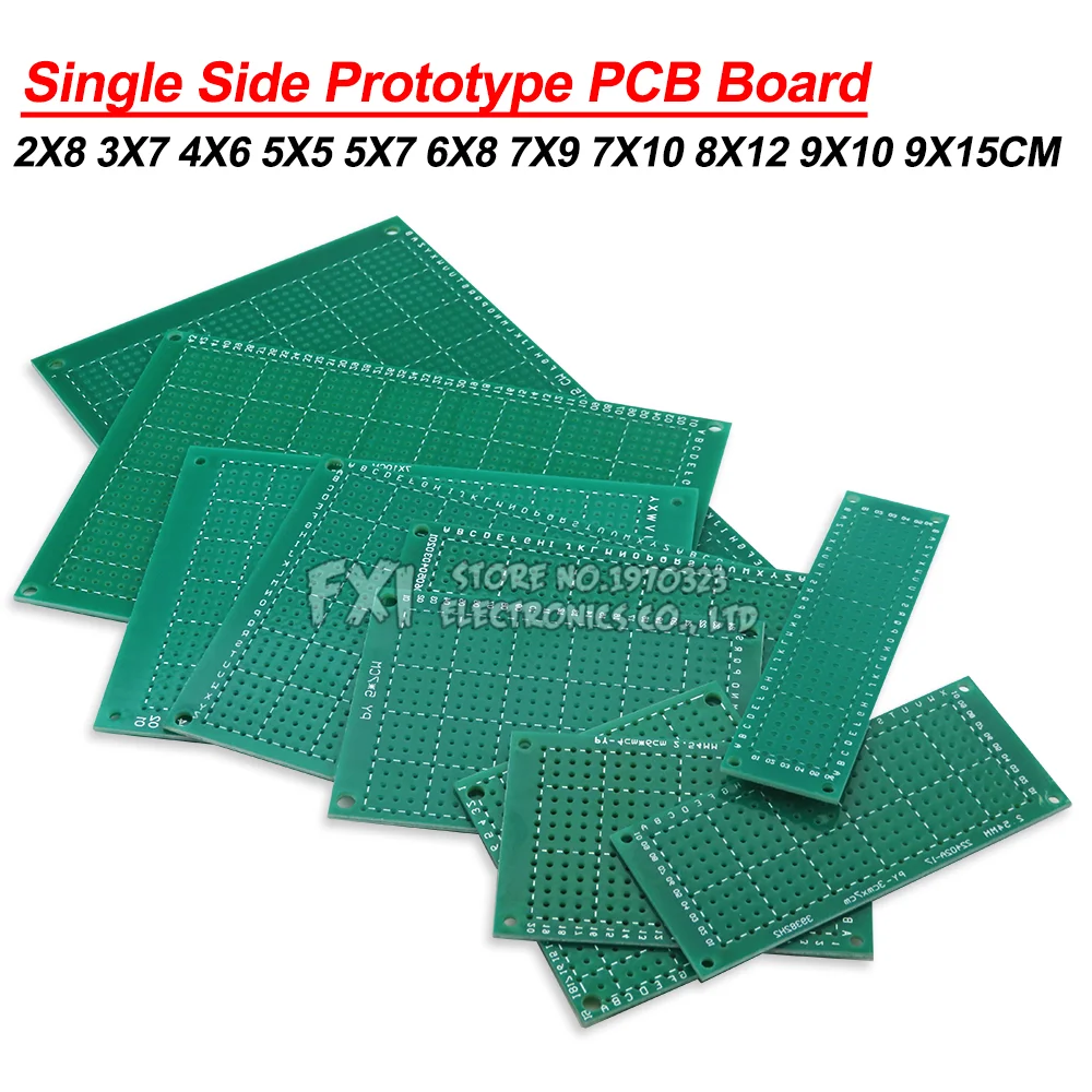 Single Side Prototype PCB Board 2X8 3X7 4X6 5X5 5X7 6X8 7X9 7X10 8X12 9X10 9X15 CM Universal Printed Circuit Board For Arduino