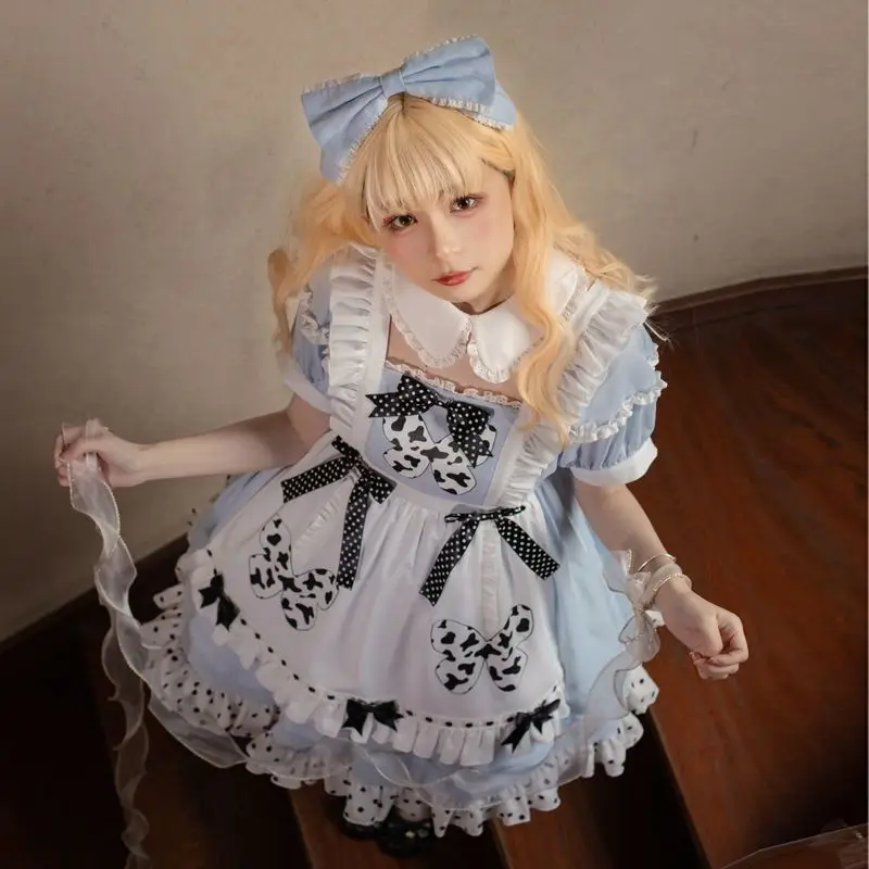 Frauen plus Größe Lolita Kleid für Dienst mädchen niedlichen Cosplay Lolita Kleid Vintage Bowknot Frauen Outfits Mädchen Fairy ruffles Kleid