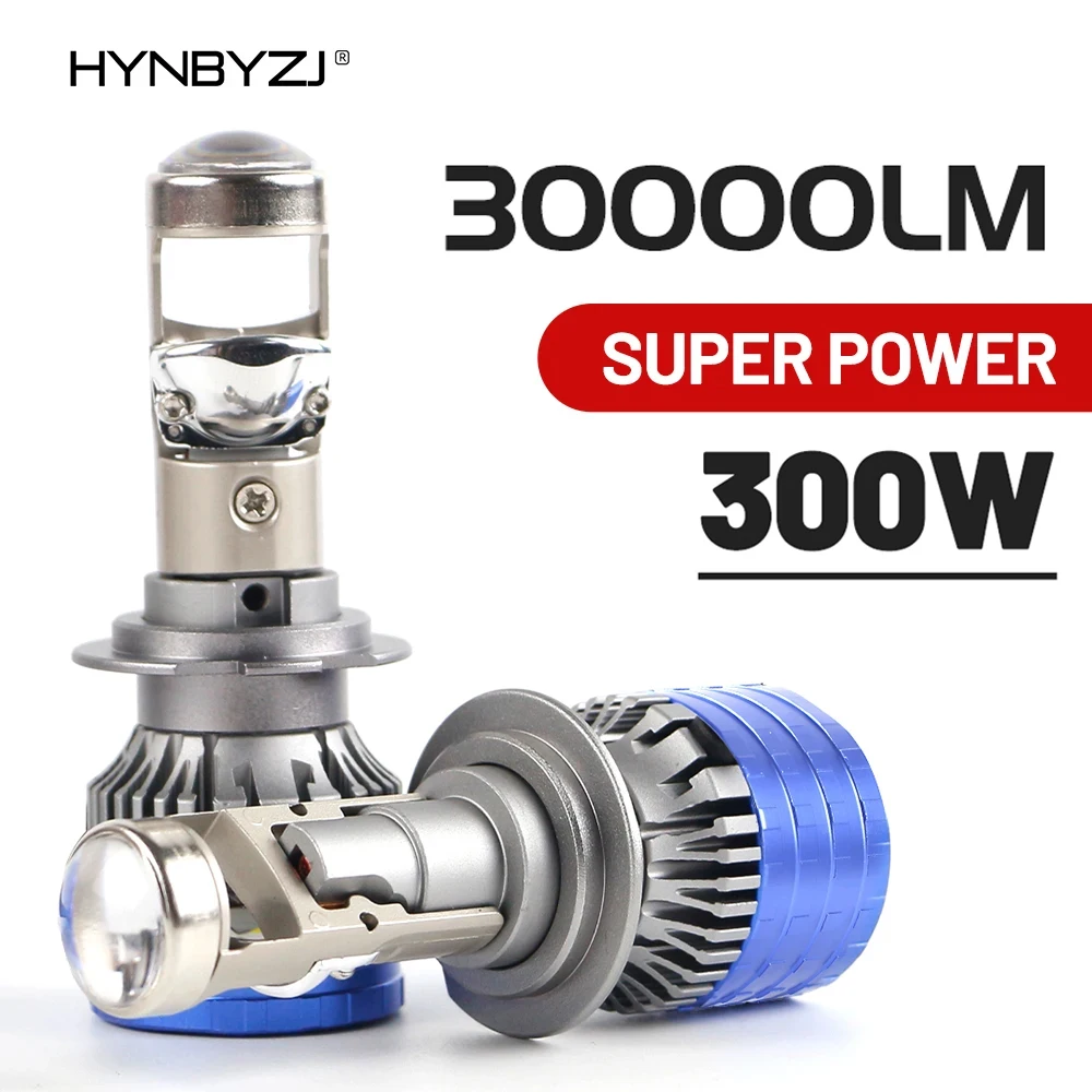 HYNBYZJ  300W H7 H4 LED Headlight Mini Lens Projector H9 H11 9005 9006 Auto Low Beam Canbus Bulb For Car/Motor 12V 24V