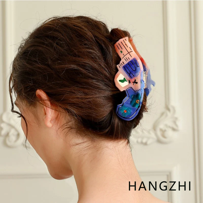 HANGZHI Cartoon Creative Hair Clip Unique Fun Toy Pistol CD Boxing Gloves Acetate Shark Clip INES New Hair Accessories for Women