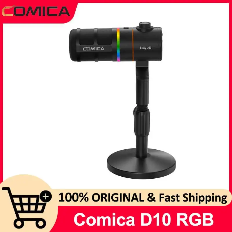 ميكروفون ألعاب Comica EJoy D10 USB ميكروفون ديناميكي RGB مع خاصية إلغاء الضوضاء، XLR/USB-C، ميكروفون استوديو احترافي للألعاب #1