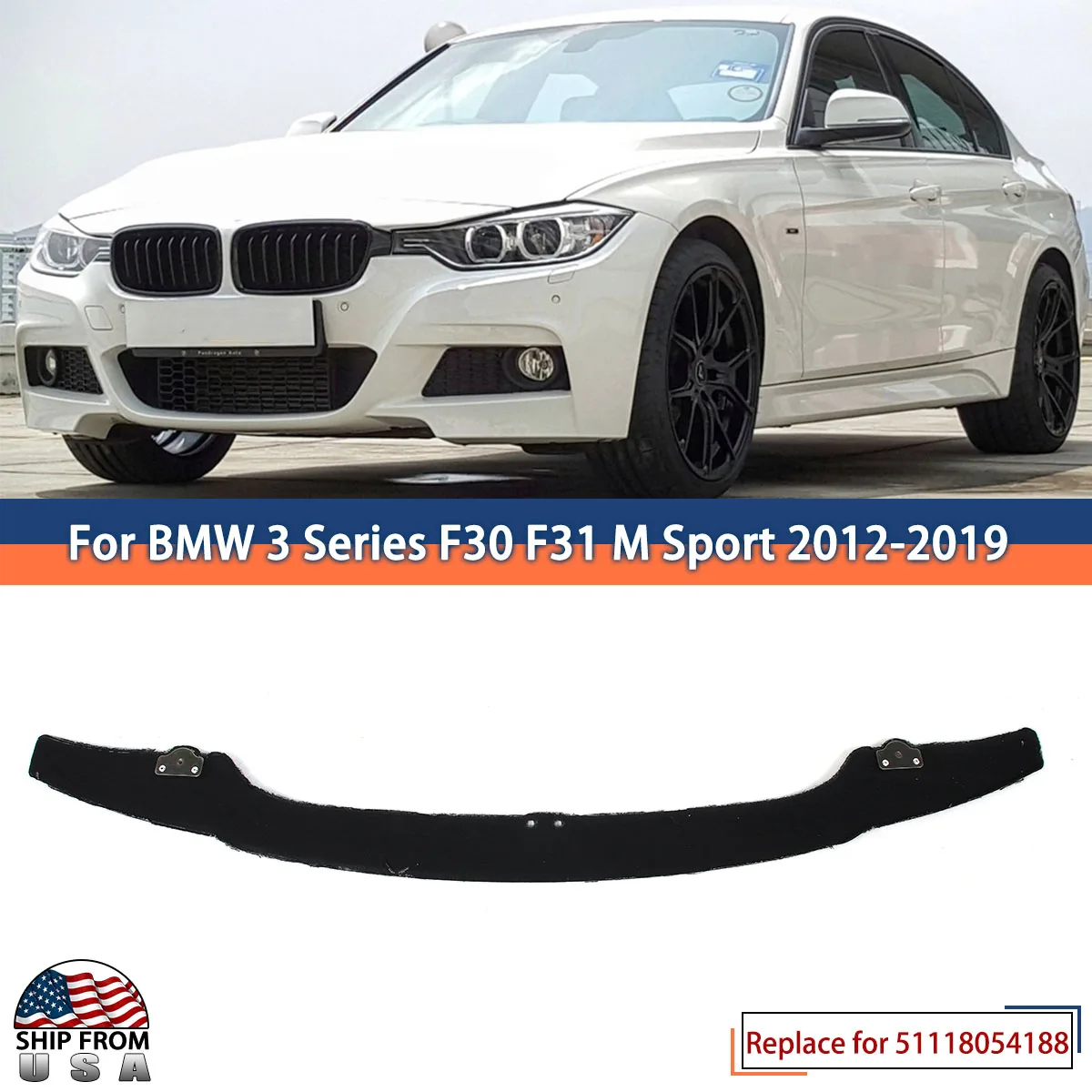 

MAGICKIT Bumper Front Bottom For BMW 3 Series F30 F31 M Sport 2012-19 Lower Carrier Bumper Front Bottom 51118054188 Black