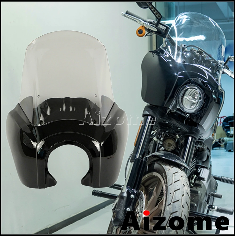 

15" Front Windshield Motorcycle 5.75 inch Headlight Windscreen Fairing For Harley Softail Low Rider S 114 117 FXLRS 2020-2022