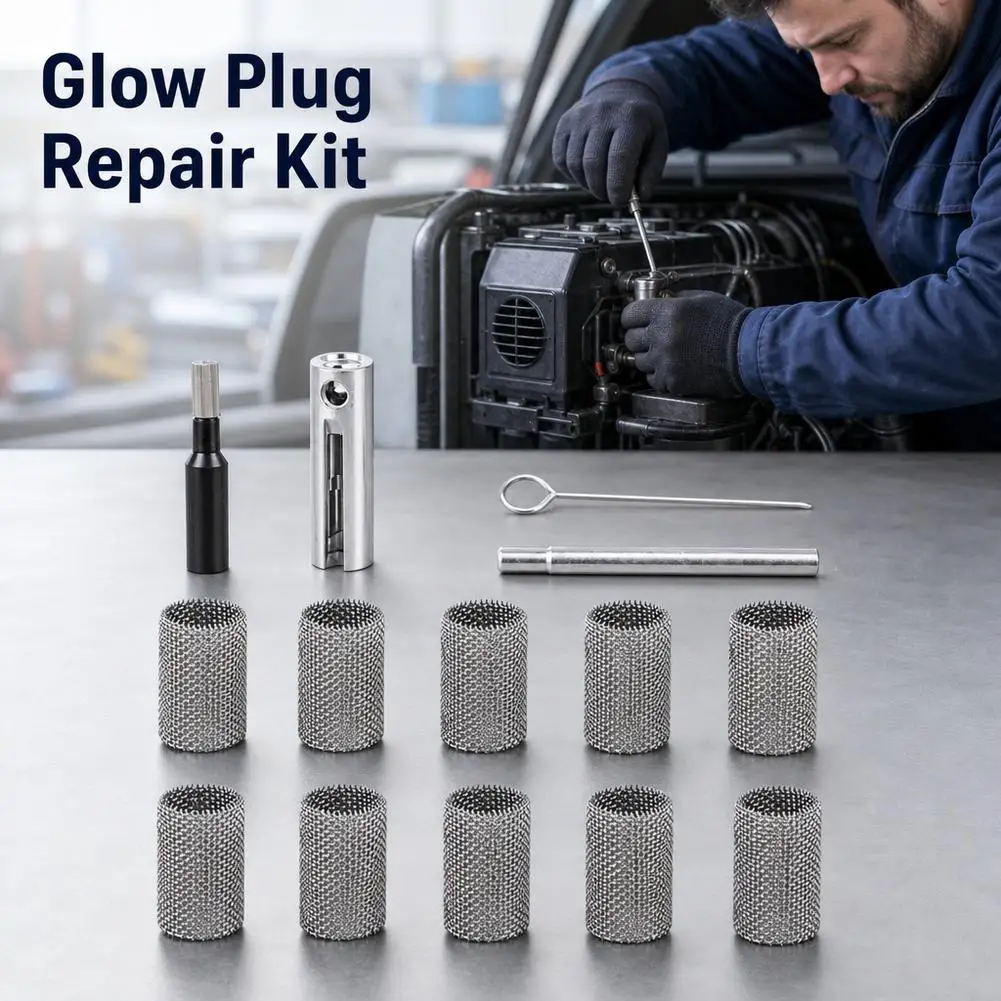 14Pcs Diesel Parking Heater Glow Plug Repair Kit Removal Tool Socket Wrench Maintenance Mesh Strainer Screen Set
