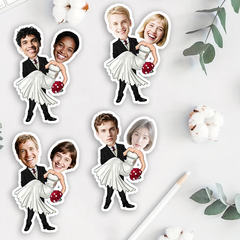 Customizable Portrait Wedding Theme Stickers Princess Embrace Multiple Styles Pattern Adult Valentine's Day Party Romantic Decor