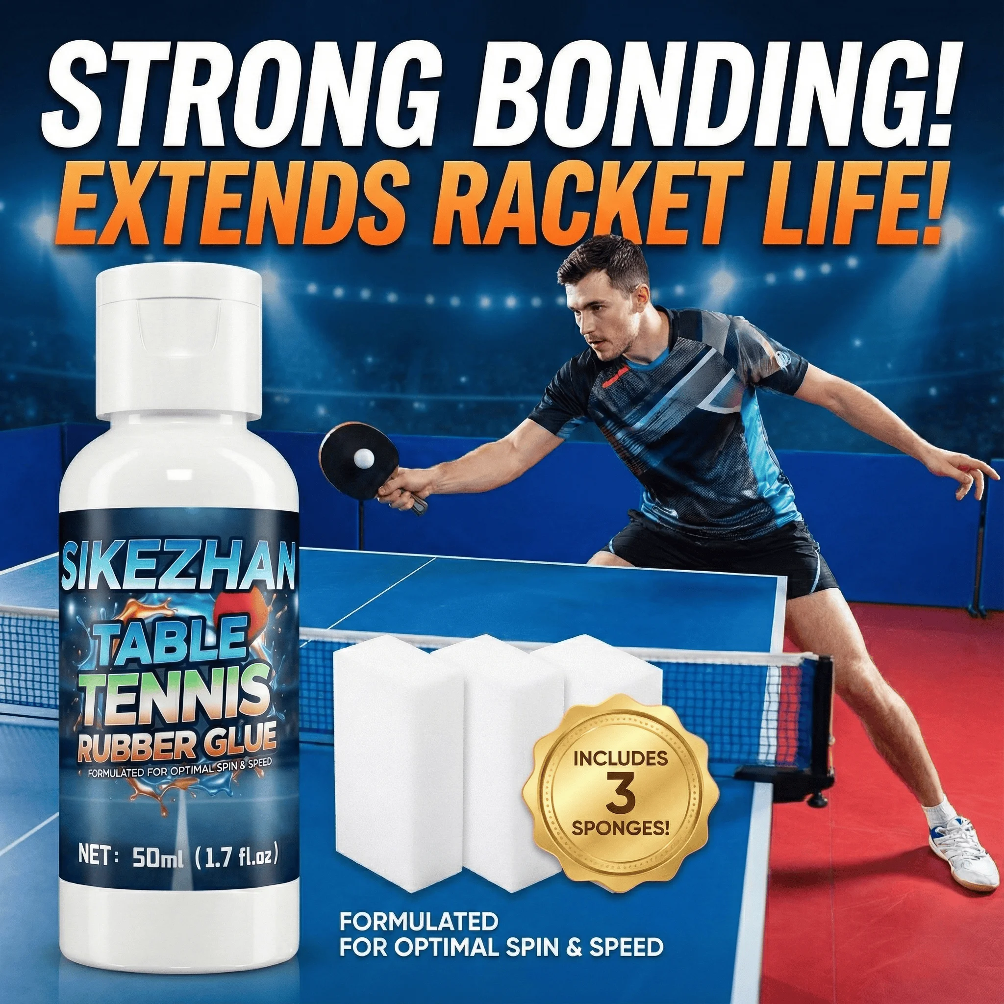 Professional Table Tennis Glue - Quick Dry Inorganic VOC-Free Adhesive for Racket Rubber & Blade | Strong Bond, High Elasticity