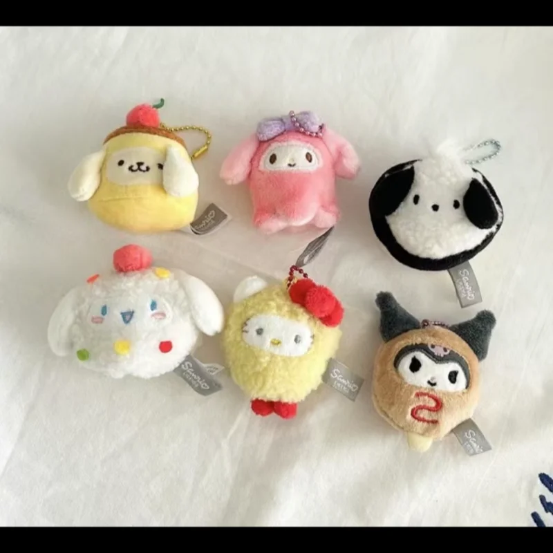 

Sanrio In Stock Plush Keychain Food Series Hello Kitty Cinnamoroll Pompompurin Cute Plush Bag Charm For Backpack Decoration