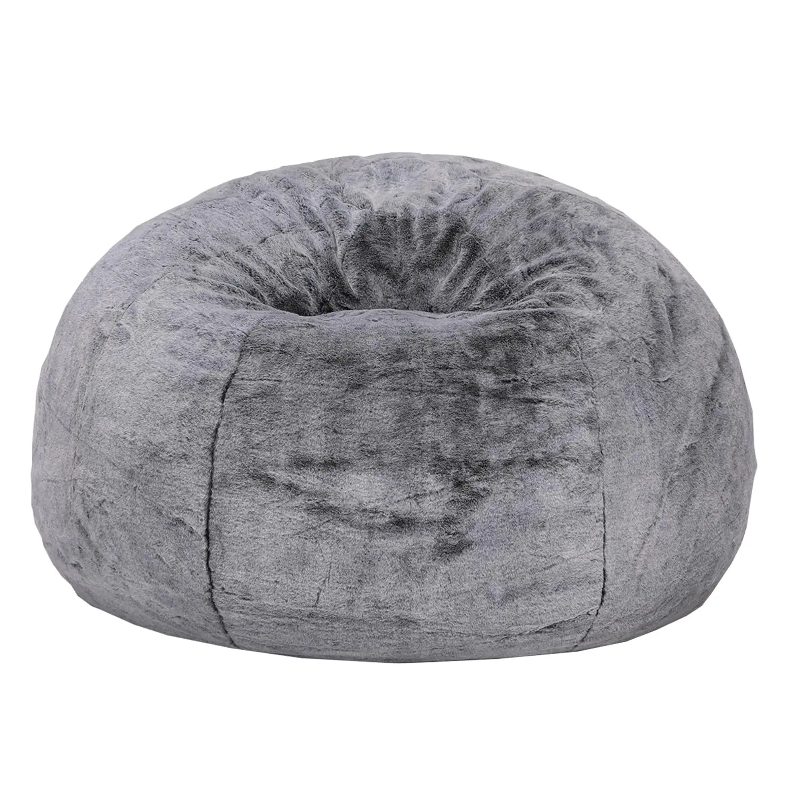 Round Bean Bag Chair Grey Velvet Fluffy Lazy Sofa with Memory Foam Imperial r Bean Bag Chair for Living Room