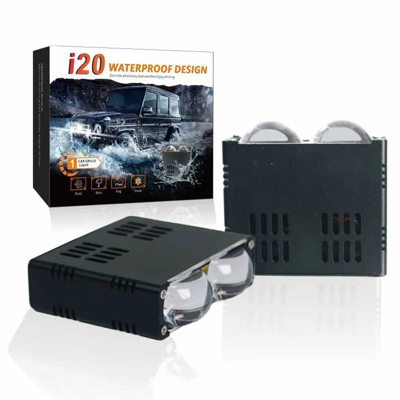 

100W Dual-Lens LED Fan Spotlight Car Grill Light 2-Bead White/Yellow Motorcycle LED Lights Car Accessories