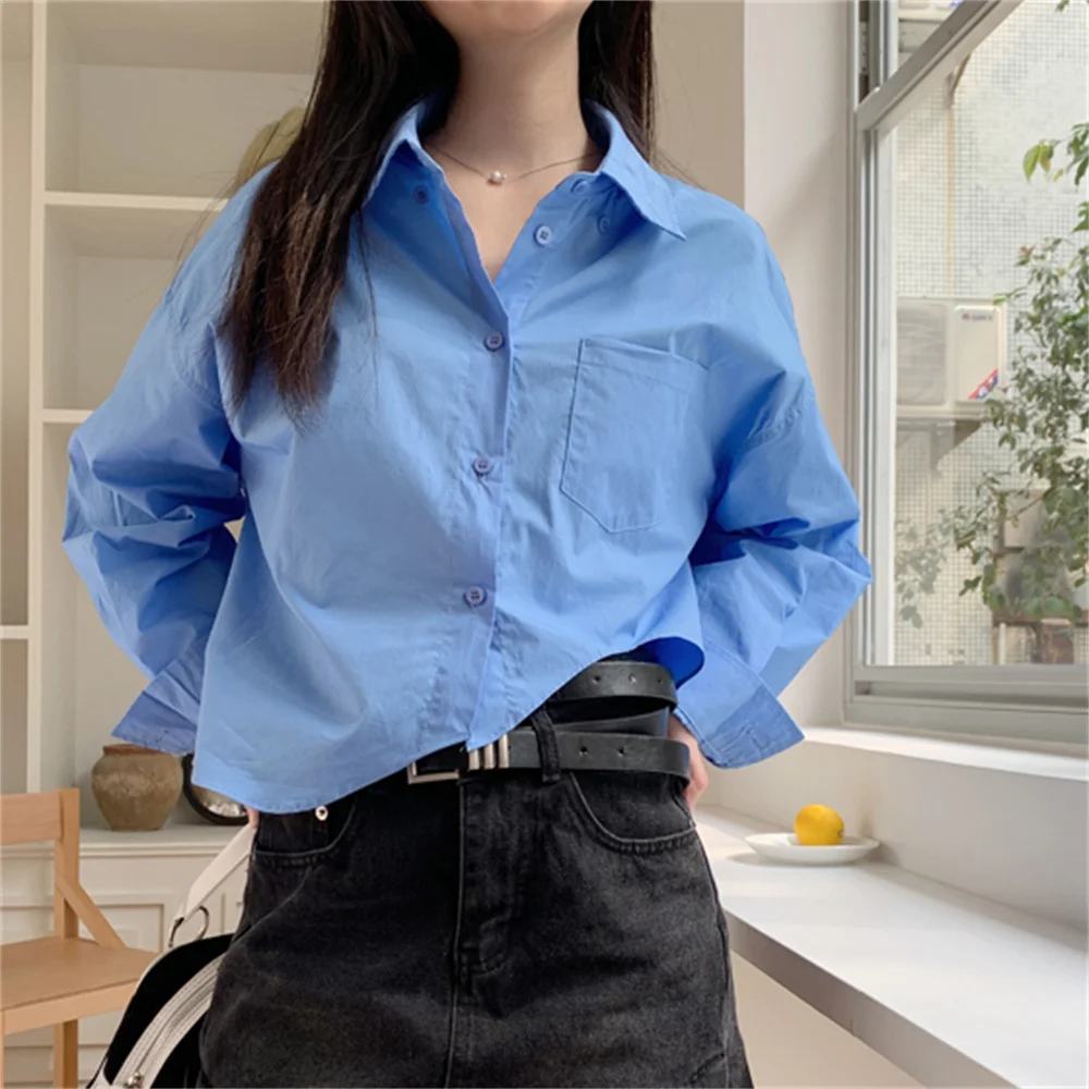 

PLAMTEE Women Irregular Shirts Full Sleeve Chic Solid New Summer Office Wear Lady Minimalist 2023 Work Wear All Match Fashion