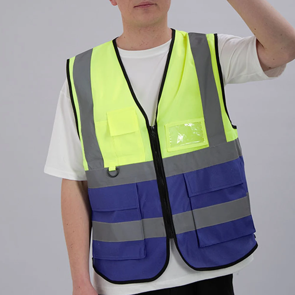 

S-5XL Custom Logo Safety Vest for Women Men Construction Site Working Clothes with Pocket Zipper Front Meet ANSI/ISEA Standard
