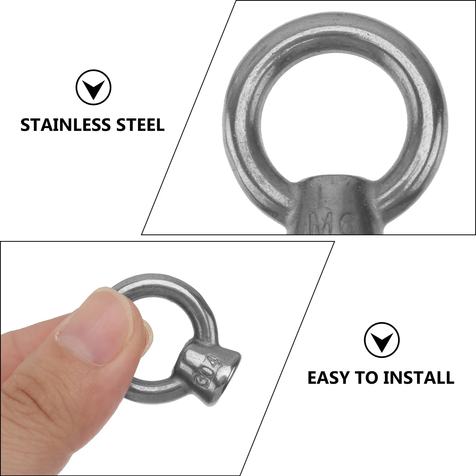 

10 Pcs 304 Ring Nut Female Eye Lifting Device Threaded Stainless Steel Parts Rings