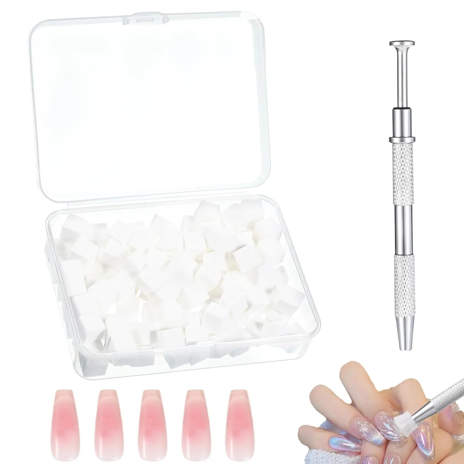 100pcs Gradient Sponge Brush Nail Art Sponge Set for DIY Nail Art Gel Polish Brush Glitter Powder Manicure Accessory