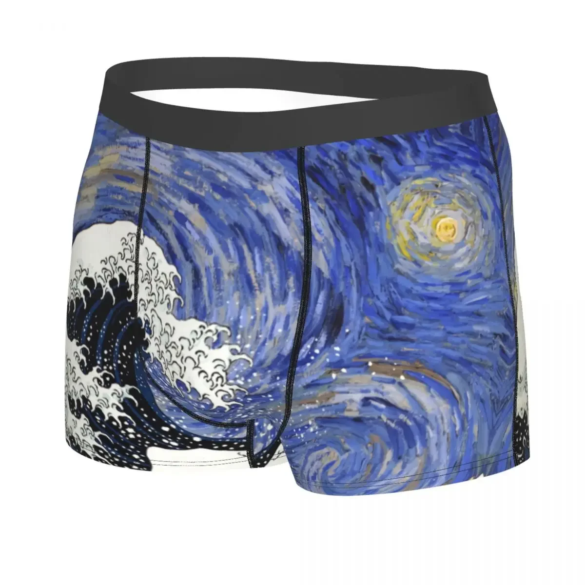 Custom Vincent Van Gogh ry Night Underwear Men Stretch Great Wave Art Boxer Briefs Shorts Panties Soft Underpants For Homme