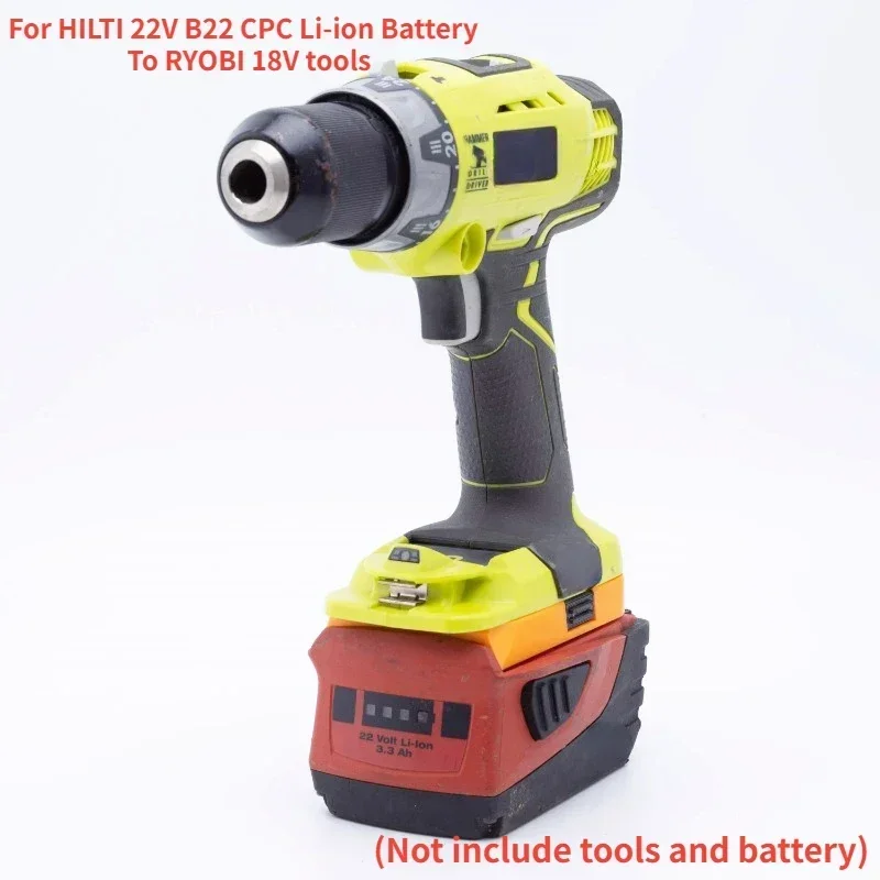 Adaptador para Bateria de Íon-lítio Hilti 22v B22 Cpc Convertido para Ferramentas sem Fio Ryobi One Mais 18v Não Inclui Ferramentas e Bateria
